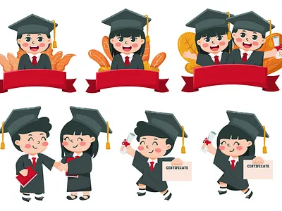 GRADUATION KIDS ILLUSTRATION accomplishment