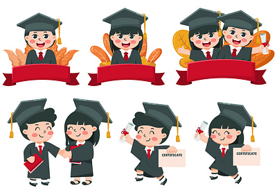 GRADUATION KIDS ILLUSTRATION accomplishment