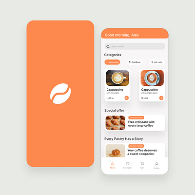 The Daily Bean - Coffee Shop App coffee shop interface design minimalist mobile app modern ui user friendly