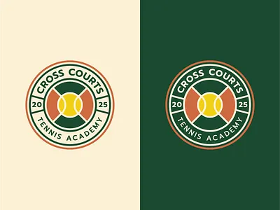 CROSS COURTS - Tennis Academy badge branding design illustration logo minimal sports tennis