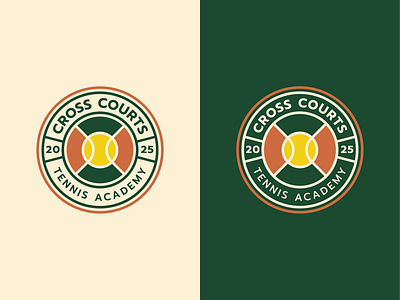 CROSS COURTS - Tennis Academy badge branding design illustration logo minimal sports tennis