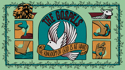 Tattoo Illustration Gospels Series Branding church design dove feet gospel gospels grunge hands illustration kingdom of god lamb lion scripture series design serpent sketch tattoo tattooing