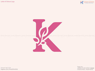 Letter K Nature Logo brand identity design brand logo branding graphic design k leaf logo letter k letter k logo lettermark logo logo logos minimal logo nature nature logo naturetype logo wordmark logo