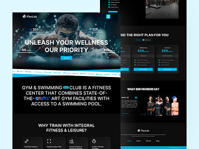 Modern Gym & Swimming Club bodybuilding clean design concept design figma design fitness assistant fitness website fitness website design healthcare interactive webdesign landing page prozyner rifat ony swimming blog swimming platform swimming school website swimming website swimming website template ui design web ui workout