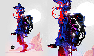 Space Walker cosmonaut cyberpunk illustration sci fi science fiction space exploration