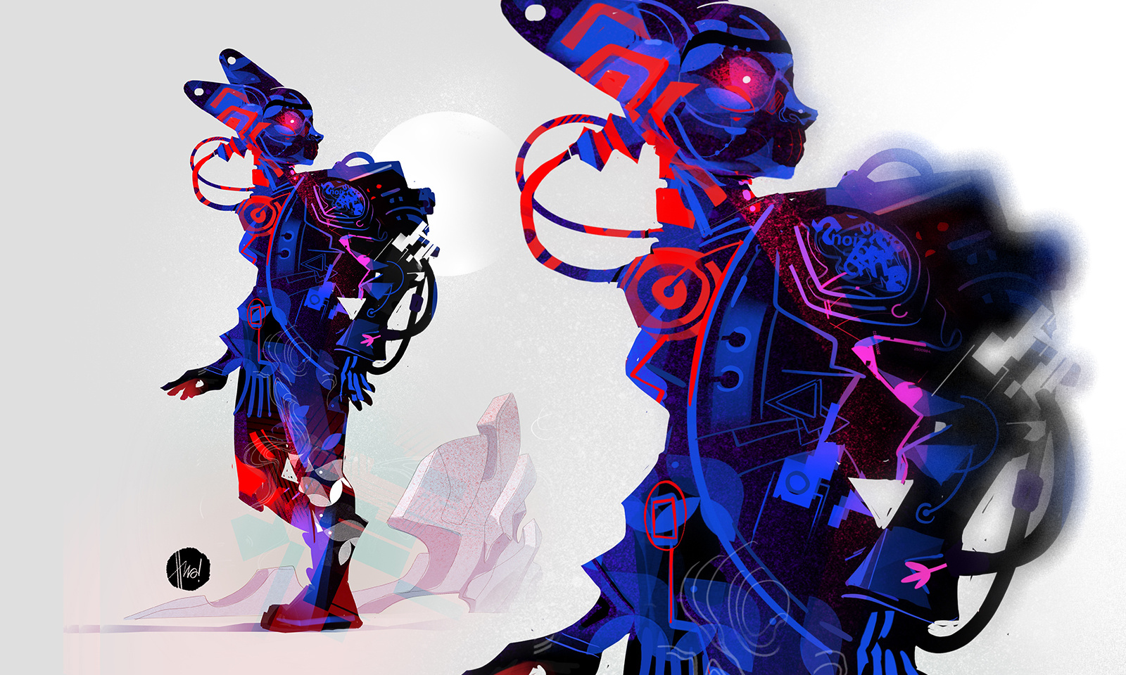 Space Walker cosmonaut cyberpunk illustration sci fi science fiction space exploration