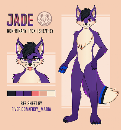 Non-Binary Fox Fursona Ref Sheet Completed furry artist