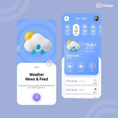 Weather App Design - UIDesignz app branding dashboard design graphic design illustration logo mobile app design ui ux