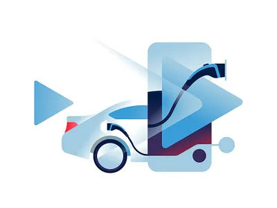 eDRV app arrow car charging connection design developer electric ev fade graphic illustration logo minimal mobile move network site spot vehicle
