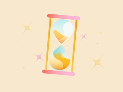 Sand Clock Illustration ancient blue clock design drawing glass gradient icon illustration item object pink sand shiny soft texture time vector yellow