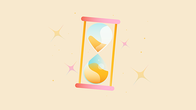 Sand Clock Illustration ancient blue clock design drawing glass gradient icon illustration item object pink sand shiny soft texture time vector yellow