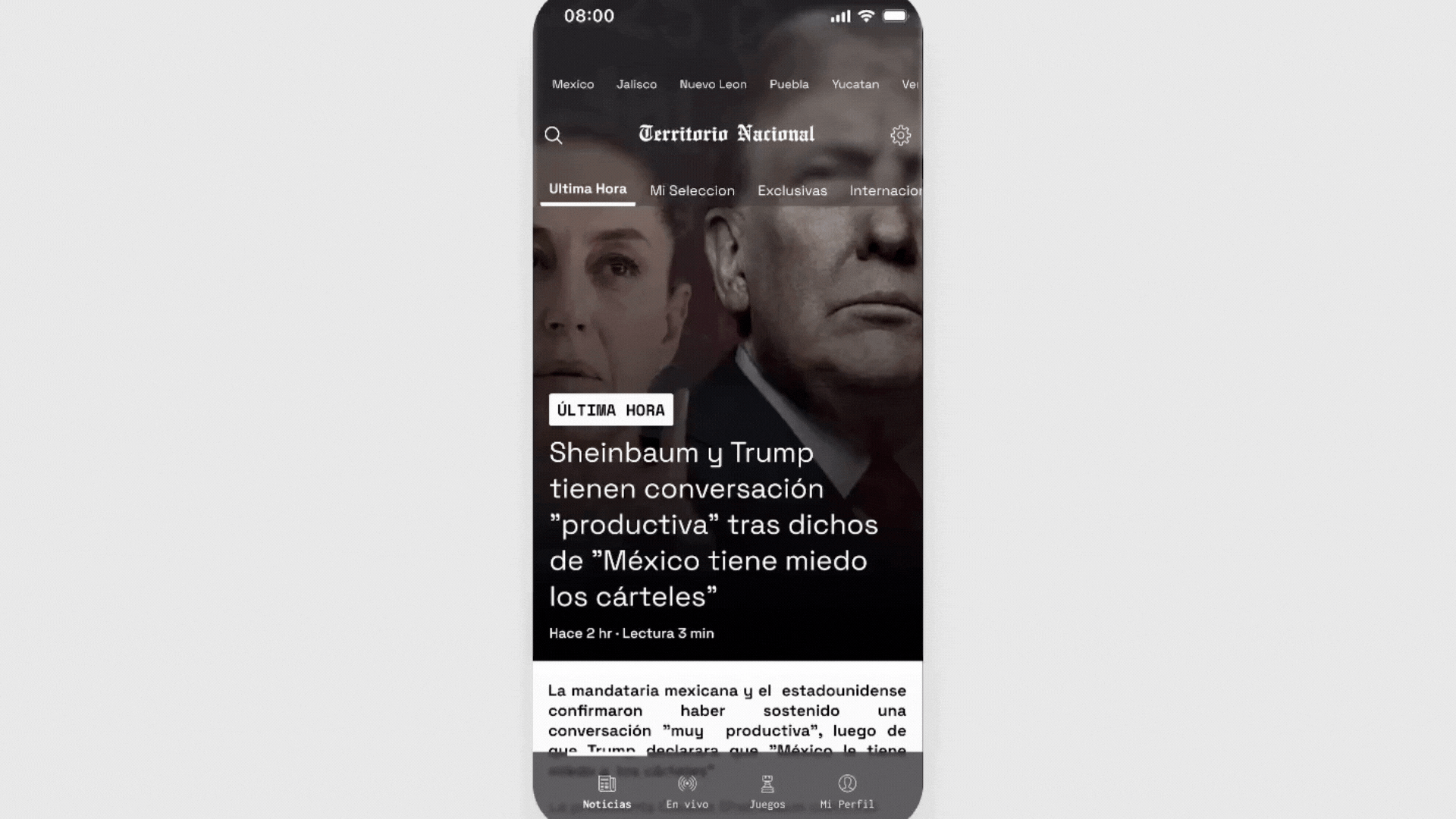 Territorio Nacional Newspaper animation branding ui