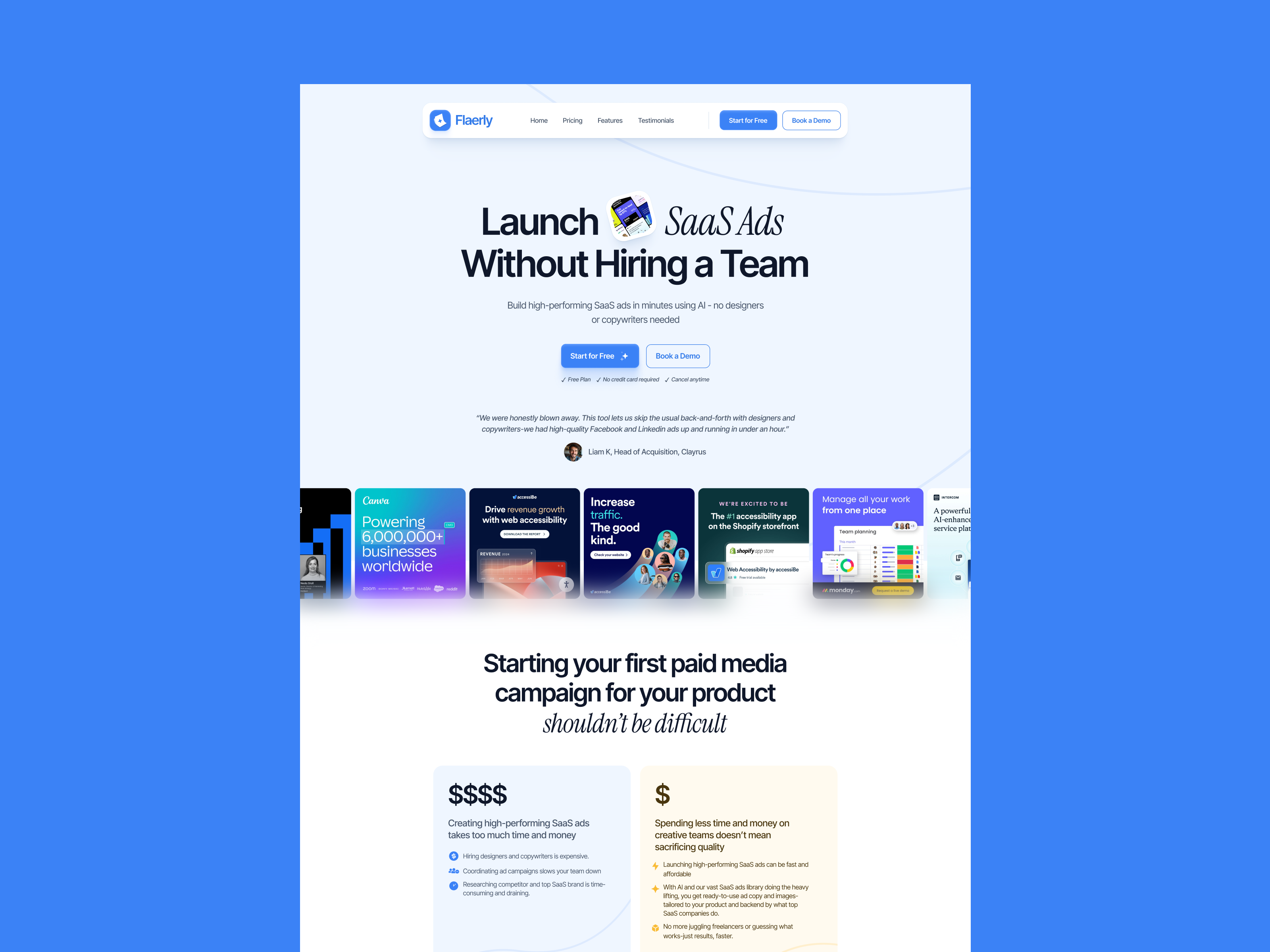 ✦ Flaerly — Landing page design ai design ai landing page ai website clean design figma header hero landing page landing page design marketing marketing design marketing landing page minimal saas ui design uiux webdesign website website design