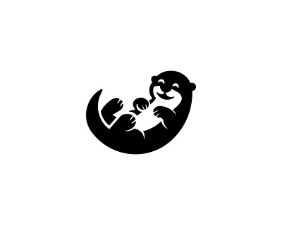 Lazy otter logo unused for sale animal logo branding cartoon cute emblem fun geometric graphic design icon identity kids minimal modern negative space otter otter logo otterlogo playful sleeping vector