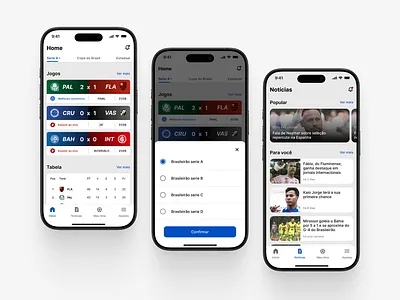 Football App - UI/UX Design Study brasileirao brazilian football case study esporte figma football futebol brasileiro interface design mobile app redesign sports sports app study ui ux