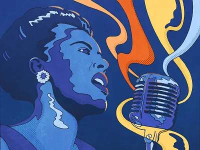 Billie Holiday Jazz Portrait 70s billie holiday colorful design illustration jazz art jazz poster livelysscout music illustration procreate psychedelic retro retro jazz portrait vintage illustration