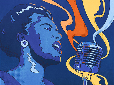 Billie Holiday Jazz Portrait 70s billie holiday colorful design illustration jazz art jazz poster livelysscout music illustration procreate psychedelic retro retro jazz portrait vintage illustration