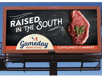 OOH advertising ad advertising agency billboard design graphic design grocery store layout ooh out of home steak the south typography