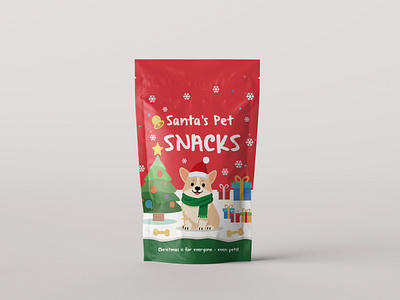 Holiday Packaging Bag for Dog christmas christmas gift for pets consumer goods illustration packaging design pet treat pouch stand up pouch
