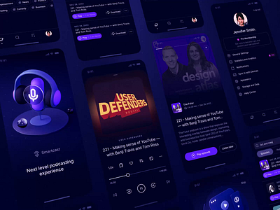 Podcast iOS a application app application dark theme design interface ios list mobile podcast ui ux