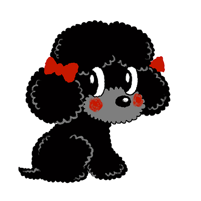 Black Toy Poodle animal character character design cute dog kawaii pet puppy toy poodle