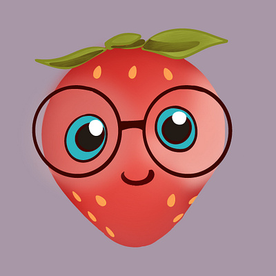 Strawberry 3d animation art artwork big eyes branding cat design glasses graphic design illustration logo motion graphics painting pink procreate red strawberry ui wallart