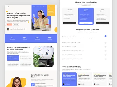 UI/UX Design Course – Modern Landing Page Exploration agency website agencywork cleanui courseplatform educationdesign figma landingpage saas ui uiux uxdesign webdesign