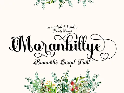 Moranbillye Script branding identity brush script calligraphy christmas font classic script content font digital font heart font invitation font logotype retro font romance font swashes font typography valentine font vintage font webfont wedding font