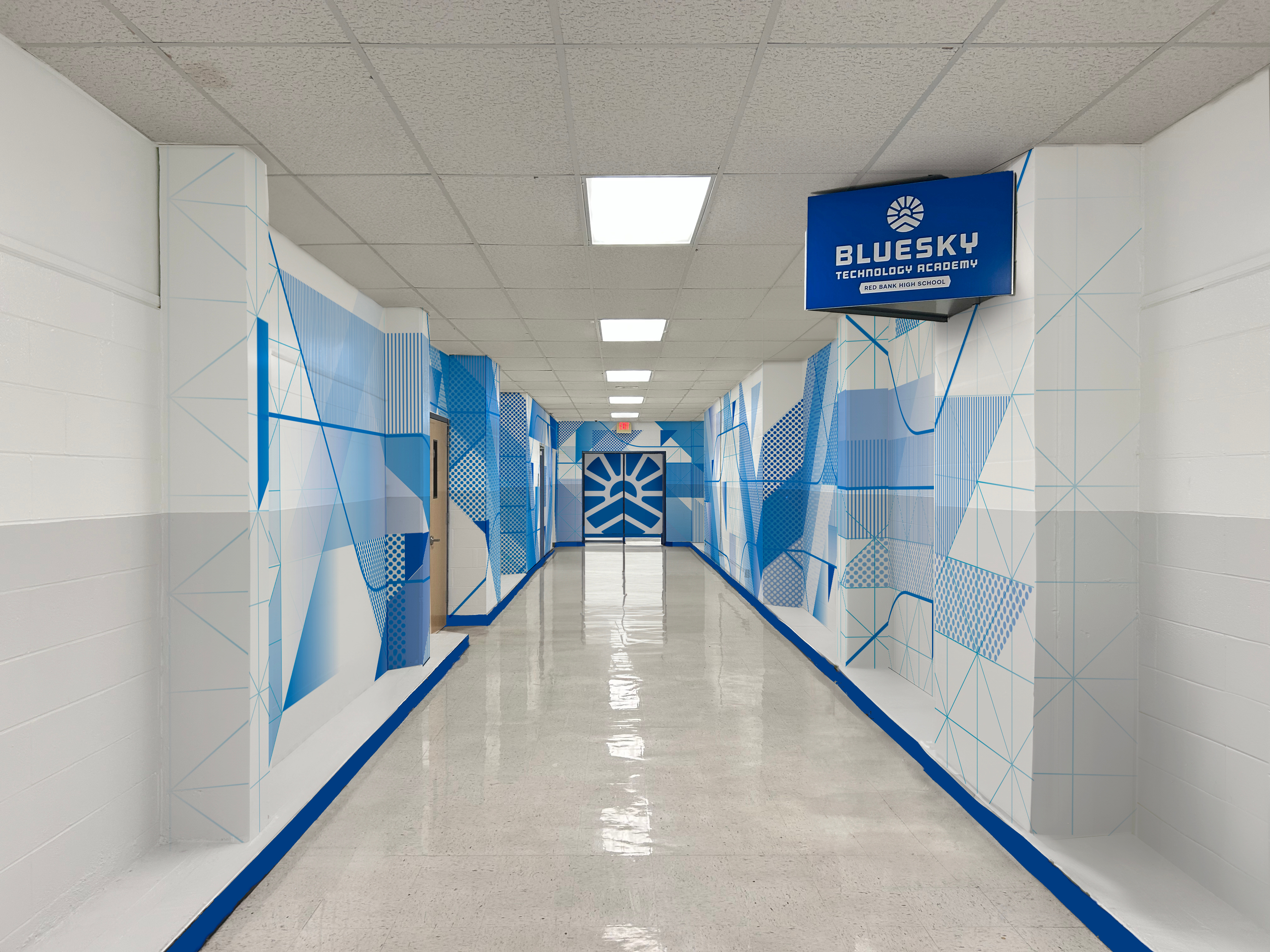 wall graphics art direction branding design graphic design hallway high school illustrations murals wall graphics