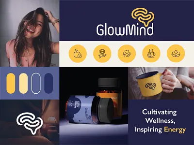 GlowMind logo design / Brand identity / Packaging / Supplement bold colorful brand identity brand sign branding branding design clean elegant energy fresh mind graphic design logo logo design logo ui packagingdesign professional relaxation supplement uiux design visual design wellness