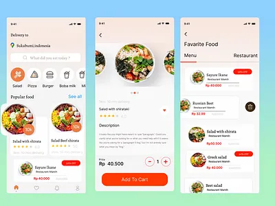 Food Delivery App app beverage clean delivery food fresh vegetables ios kitchen marketplace minimal order ui