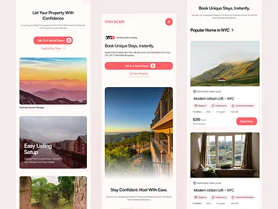 Travel Booking Mobile App Modern Stay Rental UI airbnb concept booking platform clean interface hotel booking app listing app ui mehbubur rahman minimal web design mobile app design modern ui property rental ui real estate app responsive design tourism platform travel app travel website ux design vacation rental web and mobile web design website design