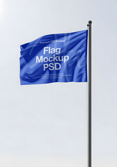 Minimal Flag Banner with Pole realistic fabric mockup