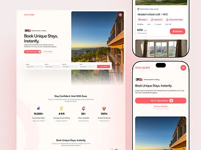 Travel Booking Website & Mobile App Modern Stay Rental UI airbnb concept booking platform clean interface hotel booking app listing app ui mehbubur rahman minimal web design mobile app design modern ui property rental ui real estate app responsive design tourism platform travel app travel website ux design vacation rental web and mobile web design website design