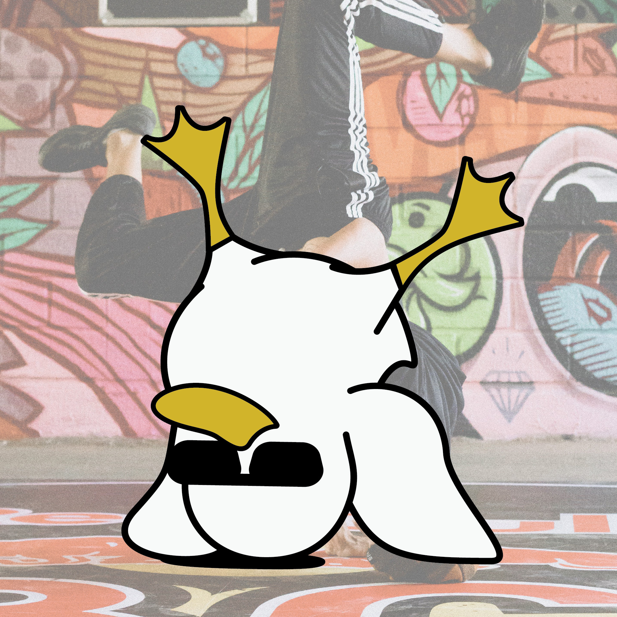 head spin duck breakdance design duck head illustration mascot spin