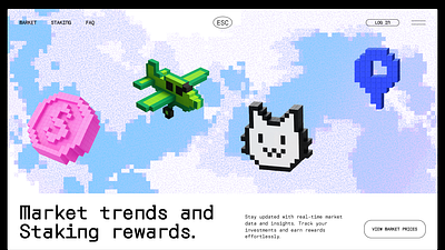 Visual design exploration for a crypto staking brand 3d 8bit blockchain branding crypto light mode mono retro stake staking web3