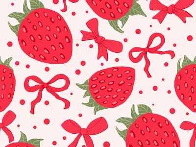 Red Strawberry With Bows. Seamless pattern bows fabric fashion packaging pattern red seamless strawberry textile