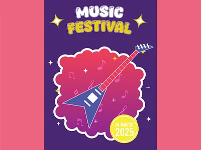 Music Festival Template adobe illustrator advertising attractive banner concept creative design element festival flyer graphic design illustration music musicfestival purple template thumbnail ui ux vector