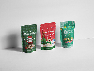 Christmas pet treats packaging consumer goods design food grade pouch holiday pet snack pouch packaging design pet treat pouch stand up pouch