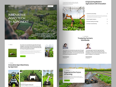 Agriculture technology landing page design advanced agriculture advanced agrotech agricultural agriculture product branding agriculture product design agro innovation agro machinery agtech branding clean and modern ui drone based farming drone live feed greenhouse farming homepage design innovative farming landing page design robot based agriculture robotics smart agriculture smart agriculture technology ui