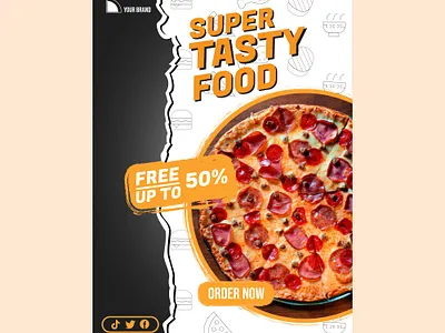 Super Tasty Food Flyer Design 2d adobe illustrator attractive banner black branding brutalism color creative design element flyer food graphic design icon streetwear tastyfood ui ux vector