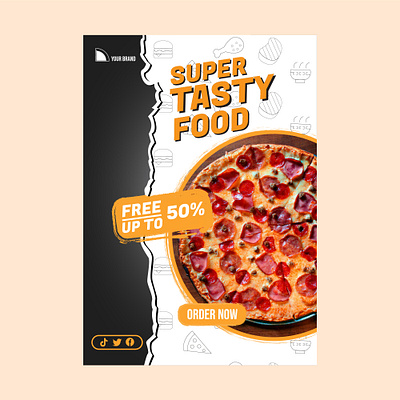 Super Tasty Food Flyer Design 2d adobe illustrator attractive banner black branding brutalism color creative design element flyer food graphic design icon streetwear tastyfood ui ux vector