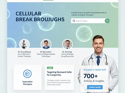 Health Cell - Cellular Breakthroughs Dashboard cell biology dashboard design concept framer health tech healthcare medical ui product design research therapies ui user interface ux web design webflow wordpress