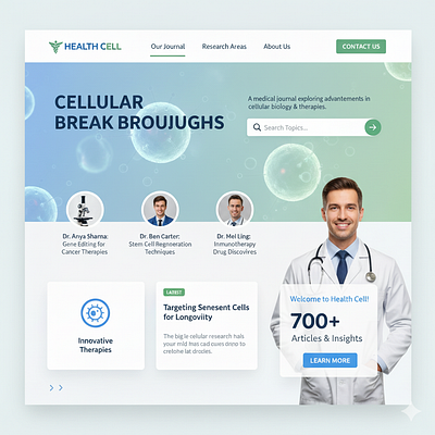 Health Cell - Cellular Breakthroughs Dashboard cell biology dashboard design concept framer health tech healthcare medical ui product design research therapies ui user interface ux web design webflow wordpress