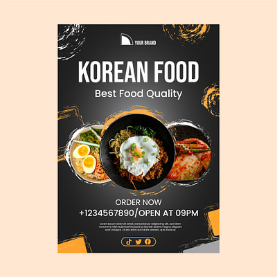 Flyer Design Korean Food 2d adobe illustrator attractive banner branding creative decorative flyer food graphic design information koreanfood modern poster shushi template thumbnail ui ux vector