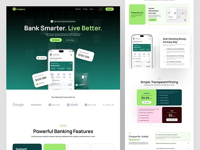 Digital Banking Web Design Smart Finance & Payment Platform banking app ui banking platform clean interface digital banking finance app design finance dashboard finance landing page financial services fintech design fintech website mehbubur rahman minimal web design modern ui payment platform pricing page responsive design startup website ux design web design website design