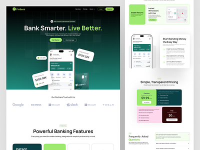 Digital Banking Web Design Smart Finance & Payment Platform banking app ui banking platform clean interface digital banking finance app design finance dashboard finance landing page financial services fintech design fintech website mehbubur rahman minimal web design modern ui payment platform pricing page responsive design startup website ux design web design website design