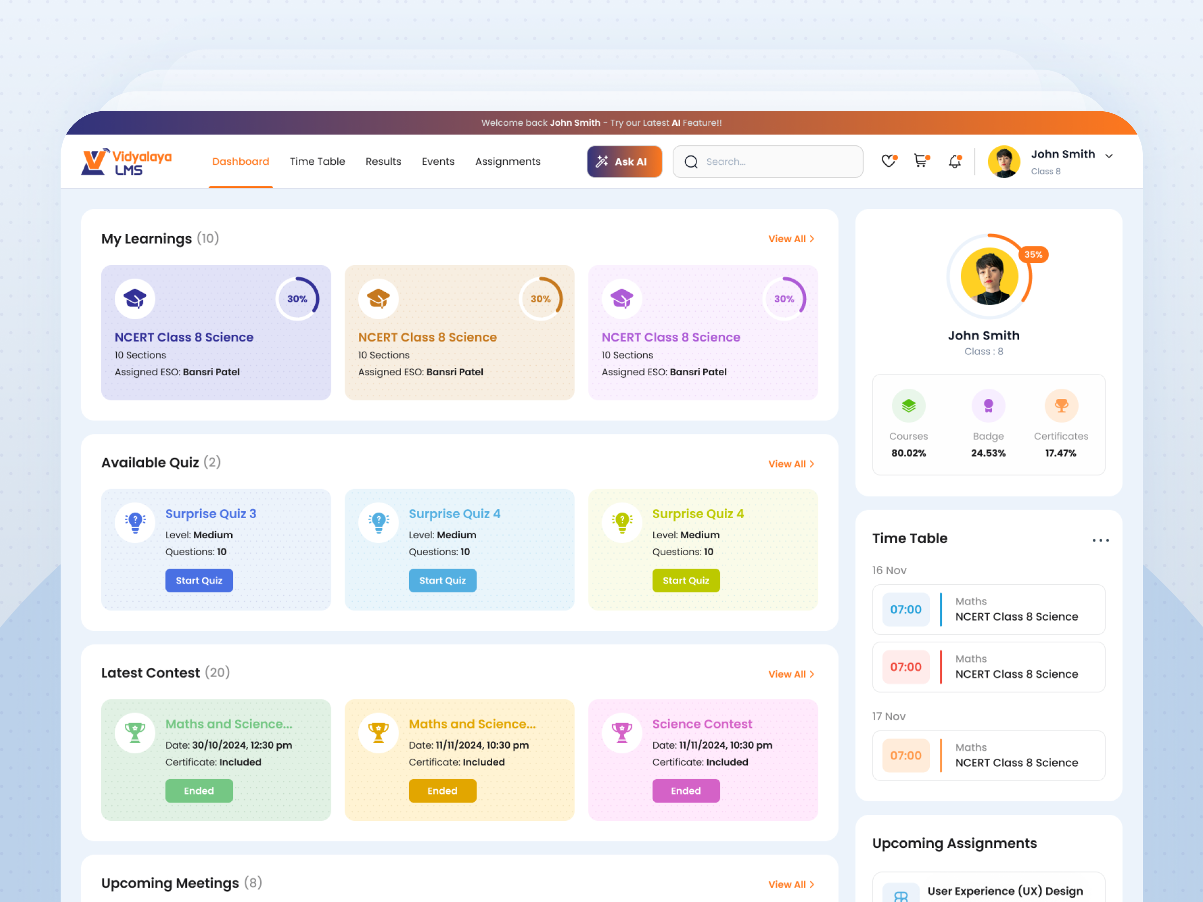 Vidyalaya LMS — Seamless Digital Learning corporatetraining coursemanagement design digitallearning edtech education dashboard educationtechnology elearningplatform learningmanagementsystem mobilelearning onlineeducation schooltech studentengagement trending ui ux vidyalayalms