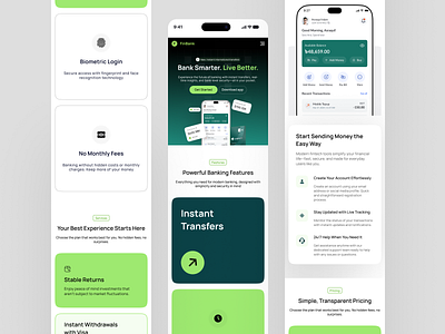 Finance Landing Page Mobile UI Modern Fintech Platform banking platform clean interface digital banking finance app design finance dashboard finance landing page finance mobile ui financial services fintech ui mehbubur rahman minimal mobile ui mobile app mobile app design mobile banking mobile fintech app modern mobile design payment app design responsive website startup app design ux design