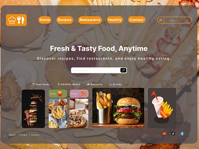 FoodieHub🍔 design fast food foodiehub illustration searchin bar typography ui vector website